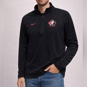 Nike Bauer Team Canada Hockey 1/4 Zip Fleece Pullover Black Red Size L